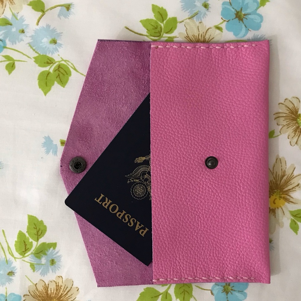 Handmade Pink Genuine Leather Envelope Clutch - Picture 2 of 5